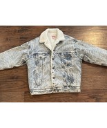 Vintage Levi&#39;s San Francisco Denim Jean White Washed Sherpa Lined Jacket... - $79.19