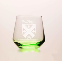 McHugh Irish Coat of Arms Green Tumbler Glasses - Set of 4 (Sand Etched) - £54.00 GBP