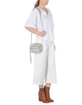 NWT New Womens DKNY Gray Stone Cross Body Bag Handbag Logo Silver Leather Chain  - £272.49 GBP