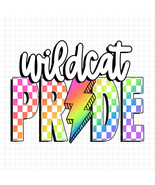 Wildcat Pride PNG, Checkered Wildcats PNG, Lightning Bolt PNG, Neon Masc... - $3.50 CAD