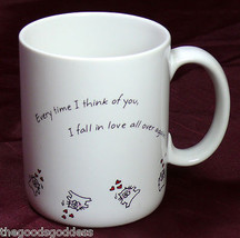 Hallmark Shoebox Coffee Mug FALL IN LOVE Over Again 1986 Tumbling Kitty Hearts - £10.85 GBP