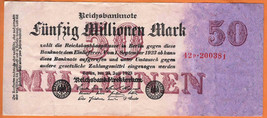 GERMANY 1923 Reichsbank VF 50.000.000  Mark  Banknote Paper Money Bill P-98b(1) - £5.70 GBP