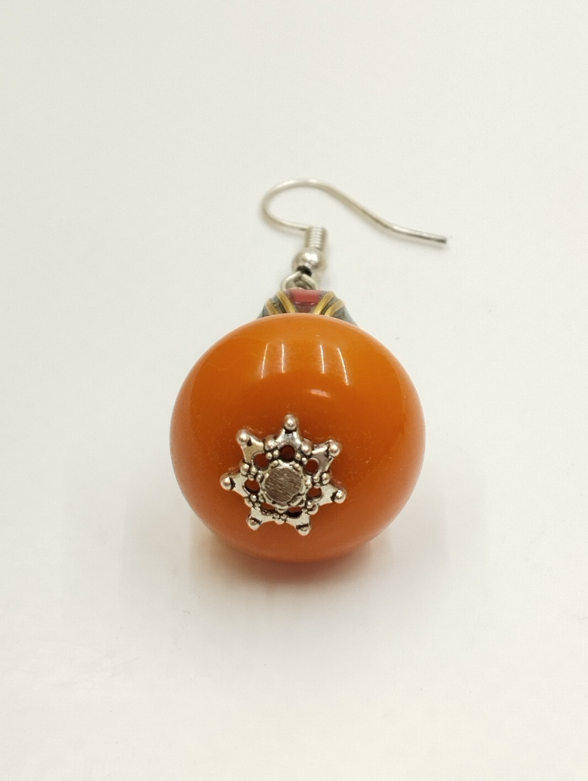 Handmade Moroccan Amber Resin Bead Earring – Berber Boho Tribal Jewelry Item image 3
