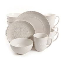 Gibson Elite Milanto 16 Piece Stoneware Dinnerware Set in Cream, Service... - $89.82