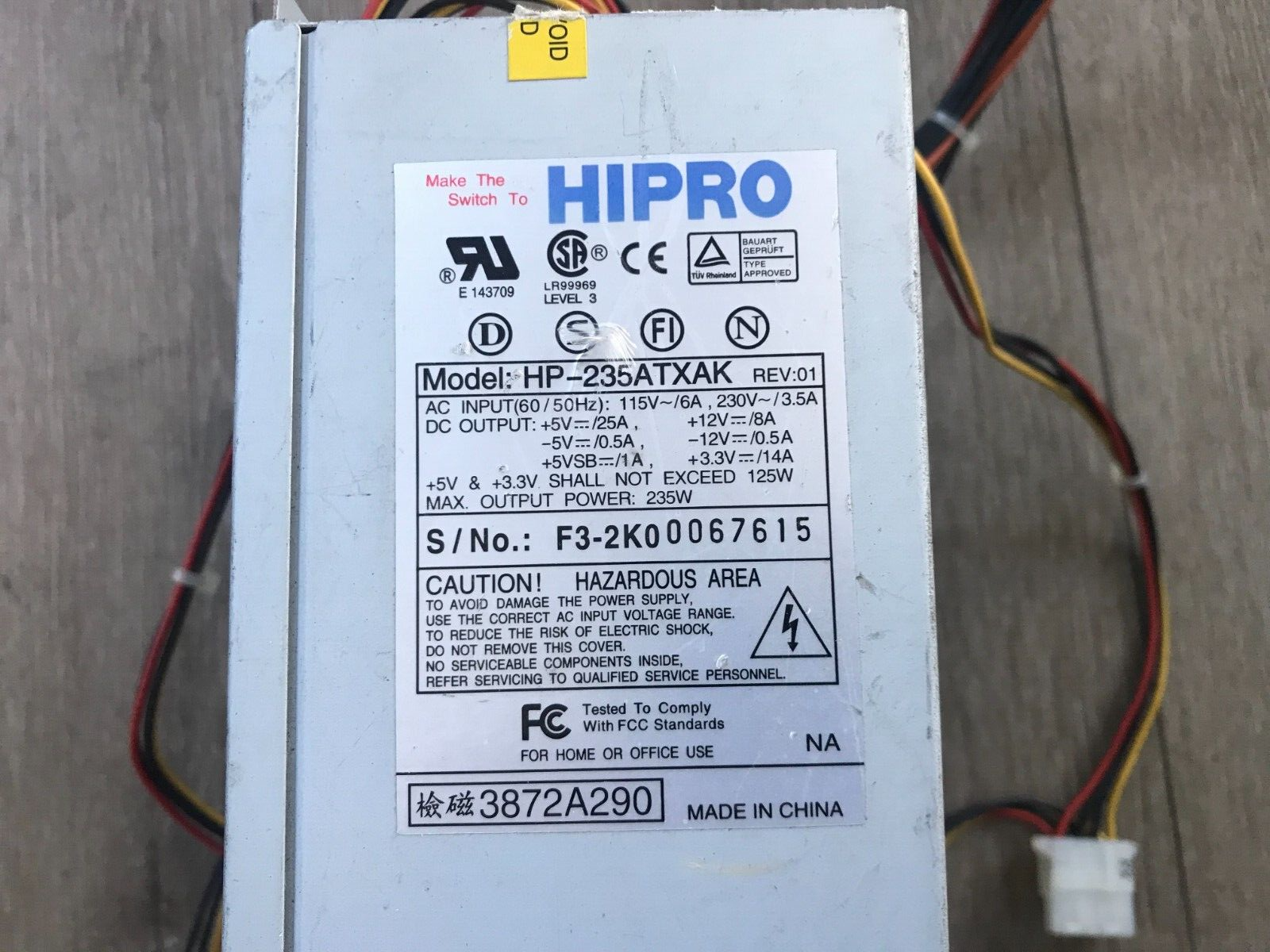 Hipro HP-235ATXAK 235W Desktop Power Supply