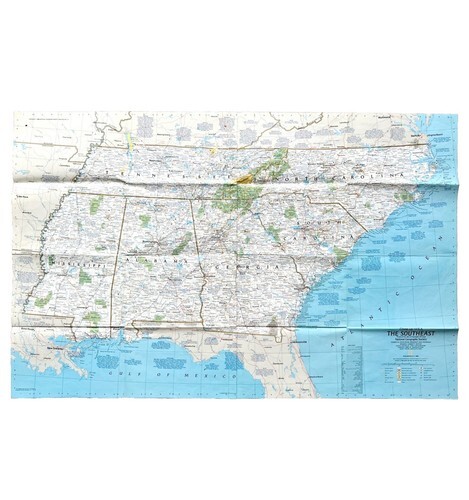 Map Southeast States Close Up USA 1988 Vintage National Geographic 22 x 34" E36 Item image 3
