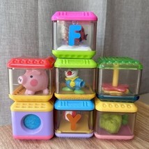 Lot Of 7 Fisher Price Peek-A-Boo Sensory Building Blocks Various - $14.84