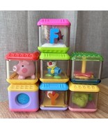 Lot Of 7 Fisher Price Peek-A-Boo Sensory Building Blocks Various - $14.84