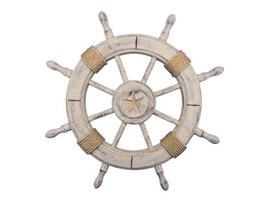 Rustic Decorative Ship Wheel With Starfish 24&quot;&quot; - £57.36 GBP