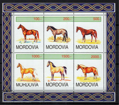 Mordovia MNH Horses Equine Domesticated Animals Zayix Stamps 0125M0212M - £4.01 GBP