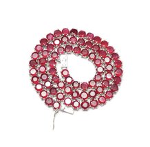 Dainty Ruby Tennis Necklace 3 mm Round Ruby Tennis Chain Natural Ruby Round Tenn - £236.85 GBP
