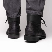 LEONI Genuine Caiman Belly Boot Oil Black image 7