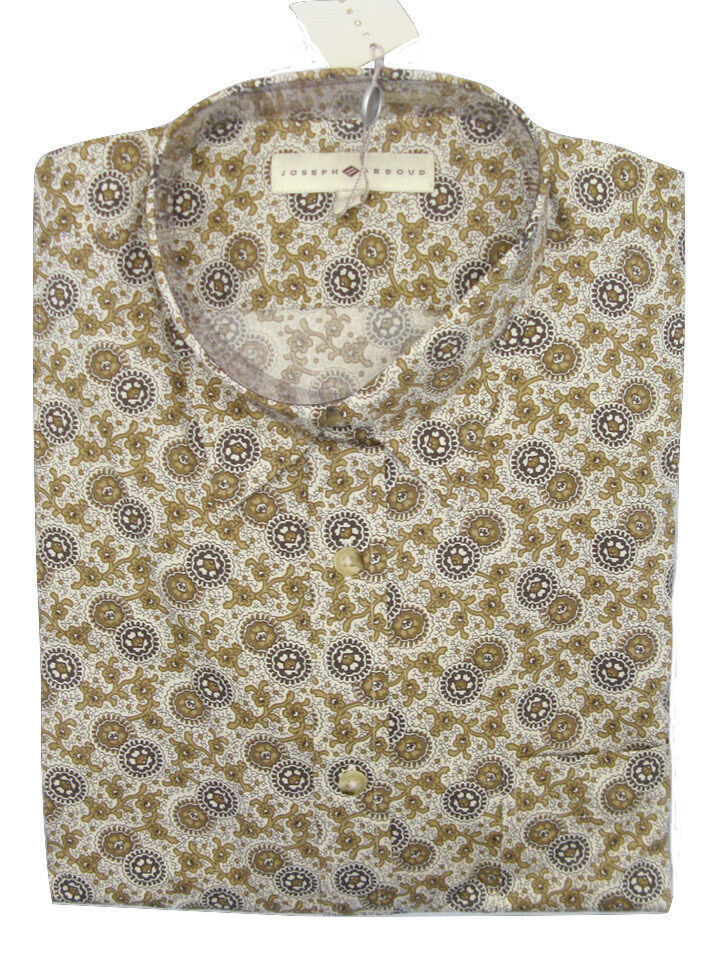NEW Joseph Abboud Button Front Shirt!  Large  Tan &amp; Creme Paisley  Roomy... - $39.99