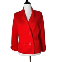 Talbots Red Knit Blazer Jacket Double Breasted Buttons Women&#39;s Size M Pe... - £19.39 GBP