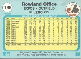 1982 Fleer Rowland Office 198 Expos - £0.78 GBP