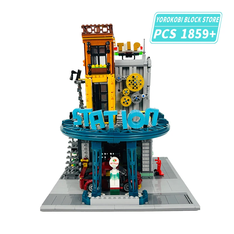 City Cars Serving Station Micro Bricks Toys Vehicle Store MOC Building B... - £61.71 GBP