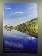 2009 Toyota Prius Car Ad - Today thinking green Tomorrow planning for blue - $14.99