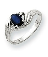 14K White Gold Oval Sapphire and Diamond Ring - £127.34 GBP
