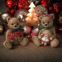 Vintage Homco Ceramic Christmas Bears Boy &amp; Girl 4in w/christmas Gifts #... - €8,25 EUR