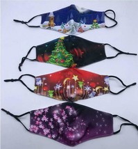 4 PACK CHRISTMAS HOLIDAY REUSABLE WASHABLE COTTON MASK with filter COVER... - £15.16 GBP
