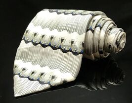 Carlos Devenezia White Black 100% Silk Tie - $10.20