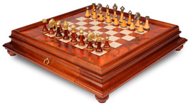 Italfama Classic Staunton Metal &amp; Wood Chess Set with Elm Burl Chess Cas... - £410.84 GBP