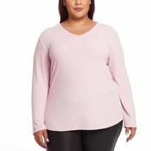 Chaser Top Waffle Knit Thermal Scoop Neck Pullover Long Sleeve Pink NWT XL - $19.40