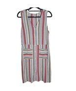 Old Navy Linen Blend Dress Large Womens Midi Multicolor Striped Sleeveless - £14.00 GBP
