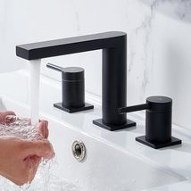 SHACO Matte Black Bathroom Faucet, 8 Inch Widespread Black Vanity Faucet... - $35.99