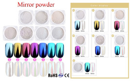 Mirror Chrome Nail Powder Sequins Pigment Glitter Shiny Set Brush - £4.78 GBP
