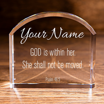 Psalm 46:5 God is Within Her Arch Top Crystal Personalized Christian - £105.32 GBP