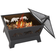 Outdoor Fire Pit Wood Burning Heater Deck Backyard Patio Steel Fireplace - £93.51 GBP
