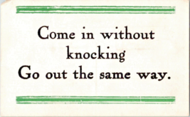 Postcard Comic Humor Come in Without Knocking Unposted Est. 1910  5.5 x 3.5 - $4.95