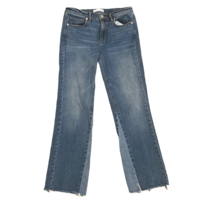LOFT Women&#39;s 0 Blue Medium Wash Vintage Straight Patchwork Distressed Hem Jeans - £11.02 GBP