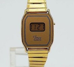 Timex Orologio Digitale Quarzo da Donna Polso Color Oro Elasticizzato Fascia - £24.52 GBP