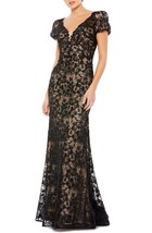 Mac Duggal 50644 Embroidered Puff Sleeve Gown SZ 14 ($568) Black Nude - £229.82 GBP