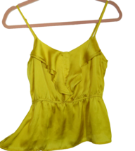 Forever 21 Yellow Satin Ruffled Cami Tank Top Blouse Size Small - £11.82 GBP
