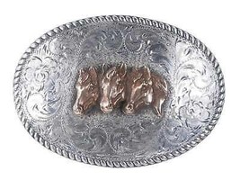 Vintage Hand Engraved Sterling silver Horse head trophy buckle - £220.22 GBP