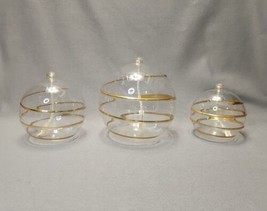 Vintage MCM Art Glass Oil Lamp Globe Set Mid-Century Hand Blown Glass Gold Swirl - £31.75 GBP