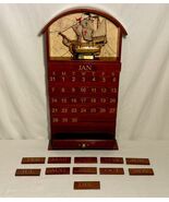 Complete Vintage Wood Perpetual Calendar Wall Hanging W/Santa Maria Mode... - $106.91