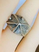 Sterling Sand Dollar Star Fish Vintage Dome Ring Size 6.5 - £36.05 GBP