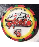 $5. Aces Casino Chip - Arlington, Washington - 2012 - $7.95