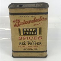 Red Pepper Briardale Pure Food Spices Tin Des Moines Iowa 2 oz Empty VTG... - $48.95