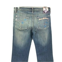 Rocawear Juniors&#39; Jeans Blue Pink Khaki Embellished Embroidered Size 5 x 33&quot; - £23.58 GBP