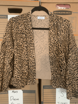 Leopard Calvin Klein Cropped Cardigan-Brown/Black Sweater L/S Euc Womens Large - £13.40 GBP