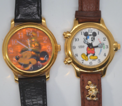 2 Vtg Disney Mickey watches Fantasma Sorcerer Fantasia 3D Hologram &amp; Alarm Chime - £77.80 GBP