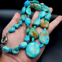 VINTAGE KINGMAN &amp; SLEEPING BEAUTY TURQUOISE  BEADS Necklace 28.5&quot; Strand - £222.46 GBP