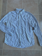 Faherty blue tencel cotton blend front button long sleeve shirt men size L - £45.96 GBP
