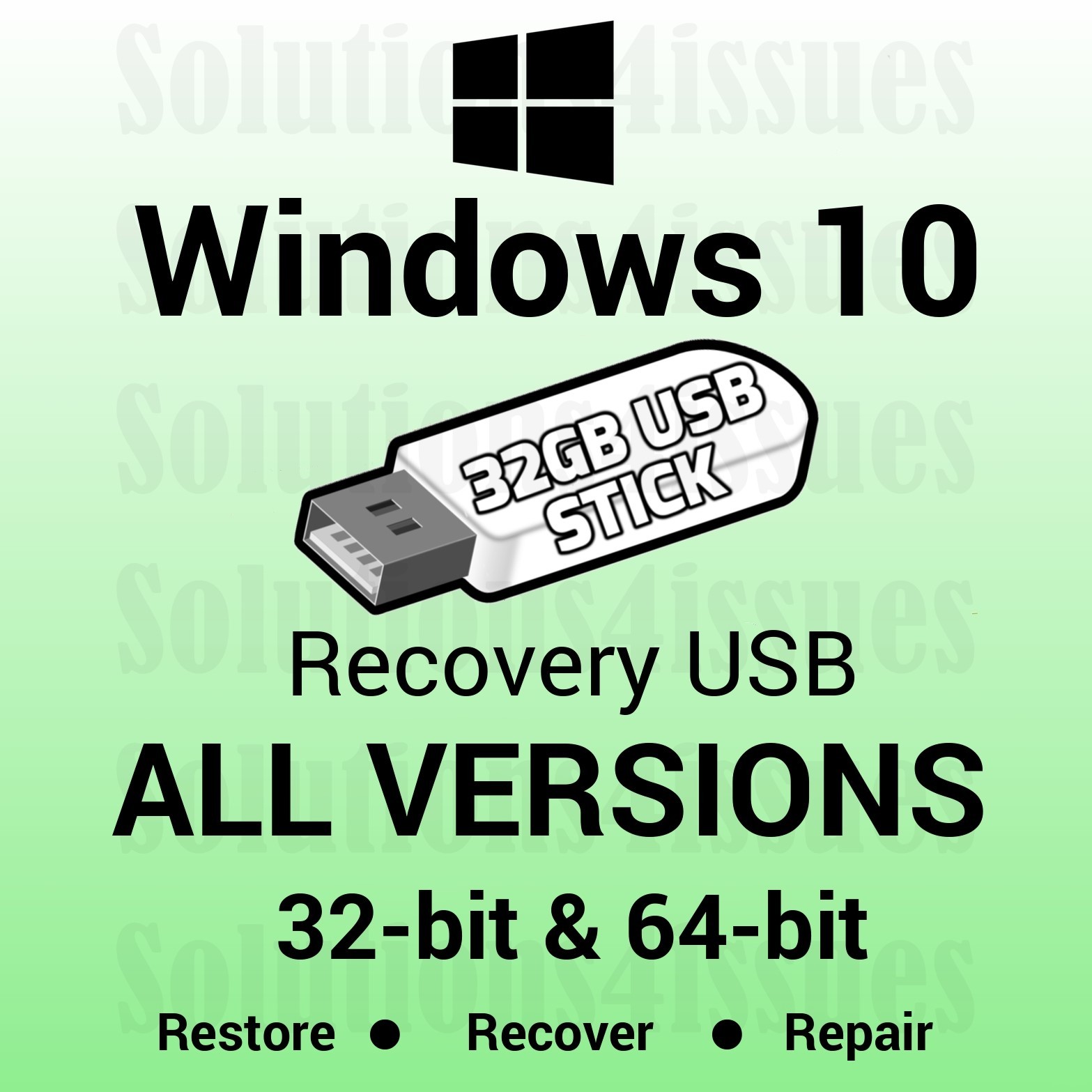 Windows 10 Pro 32 & 64Bit UEFI Reinstall Restore Repair USB - £19.95 GBP
