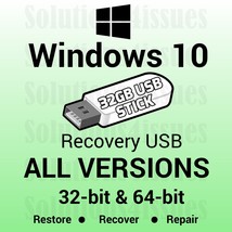 Windows 10 Pro 32 &amp; 64Bit UEFI Reinstall Restore Repair USB - £19.76 GBP